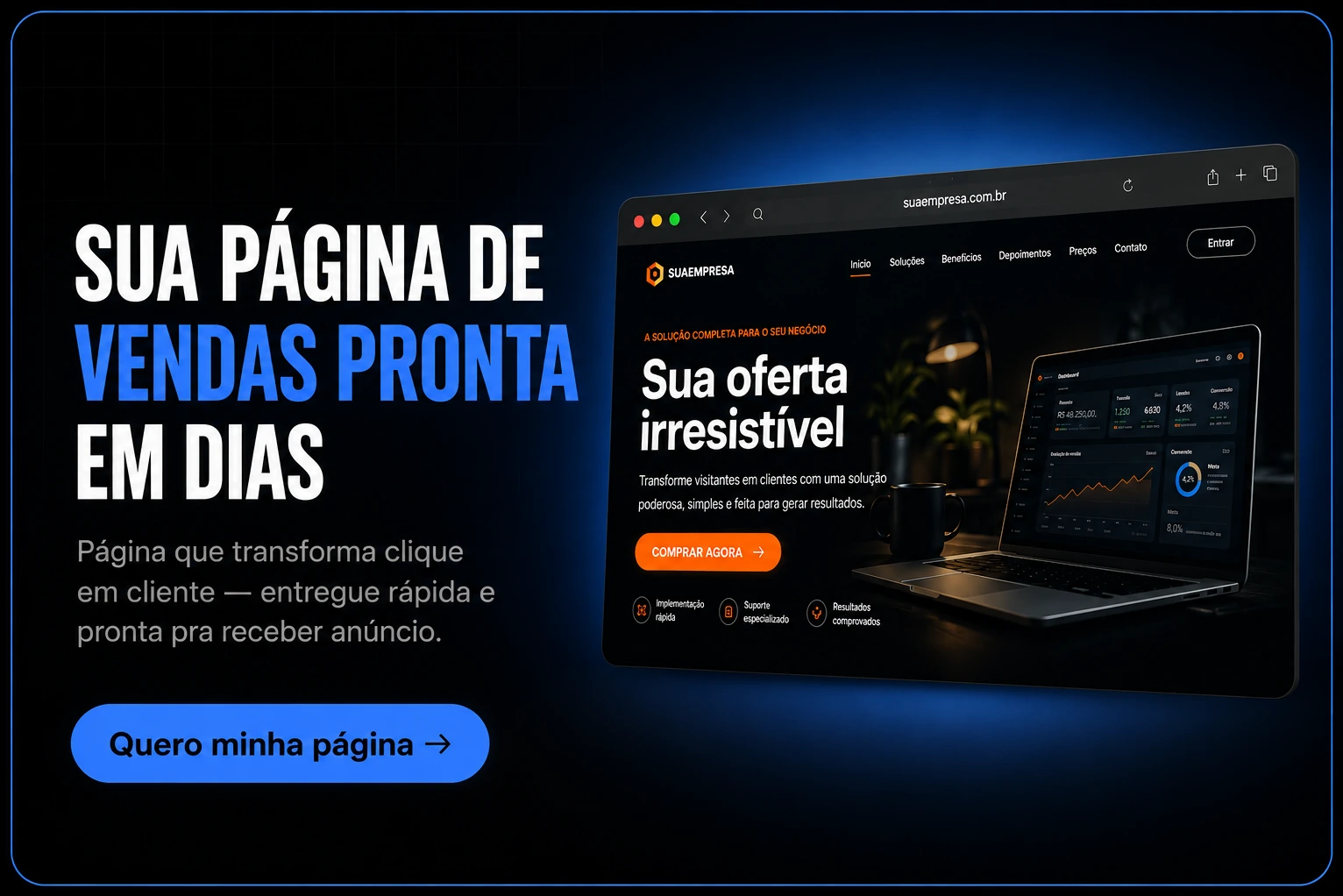 Sua página de vendas pronta em dias